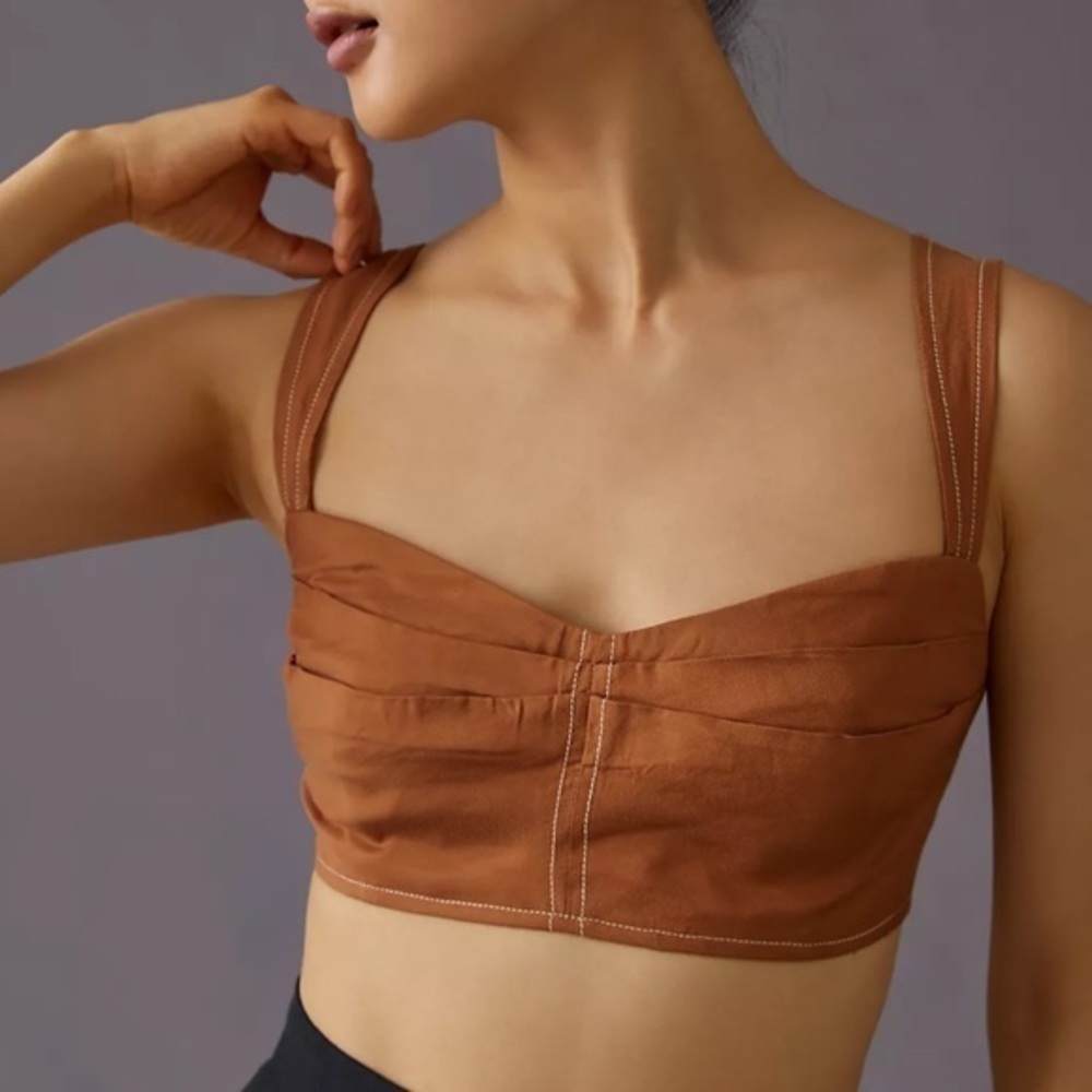 NWT Anthropologie seamed corset top mango